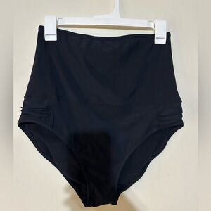 Lands' End High-Waist Ruched Swim Shorts in Black